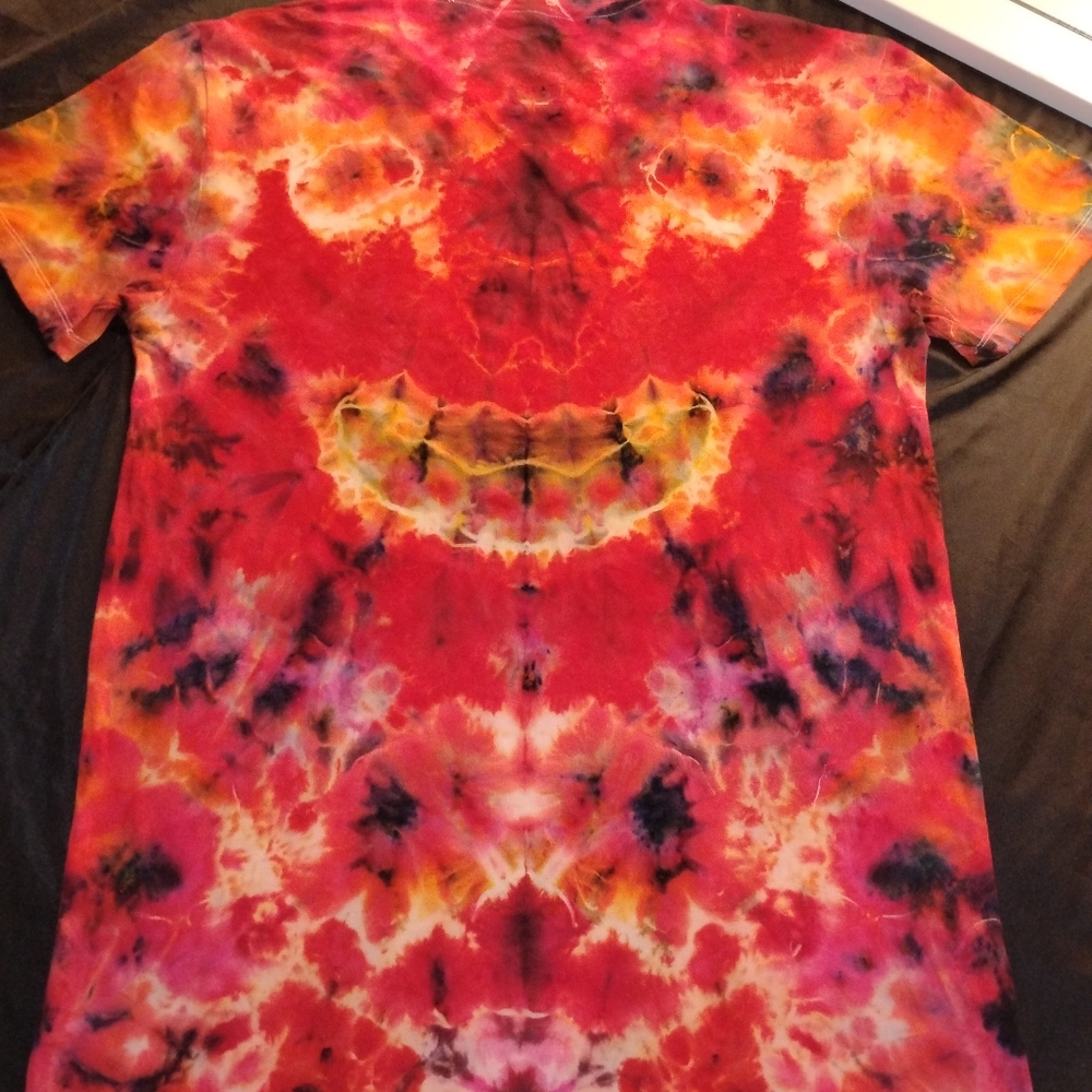 "Tiki Man Inferno" Handcrafted Wearable Tie-dye Art Size Medium